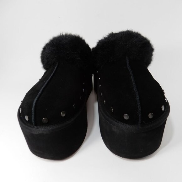Candie's Sabi Faux Fur Platform Mule Clogs Size 7 Black Suede Studs NEW - Picture 6 of 14
